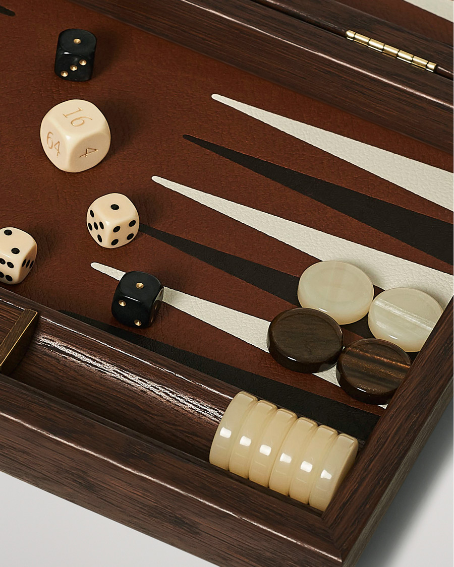 Hombres | Juegos | Manopoulos | Small Leatherette Backgammon Set Caramel Brown