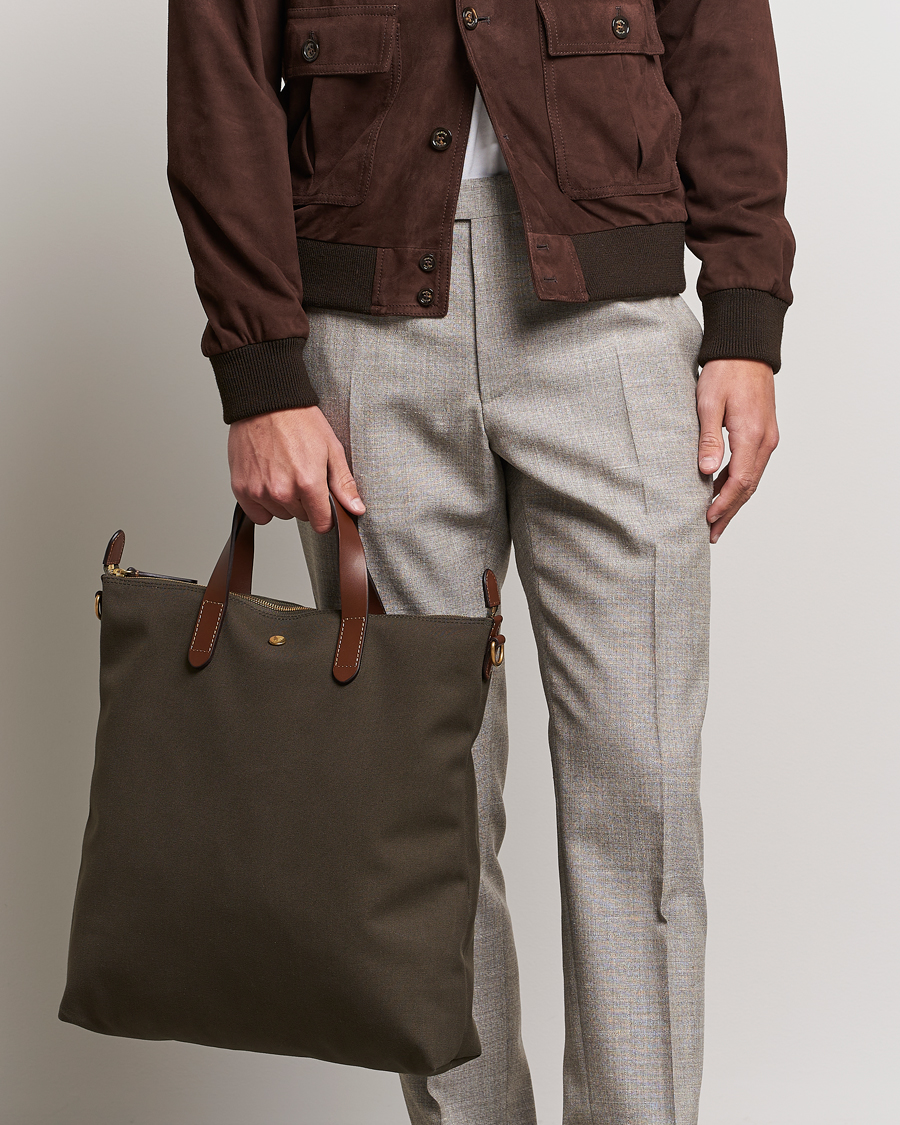 Hombres | Bolsos | Mismo | M/S Canvas Shopper Army/Cuoio