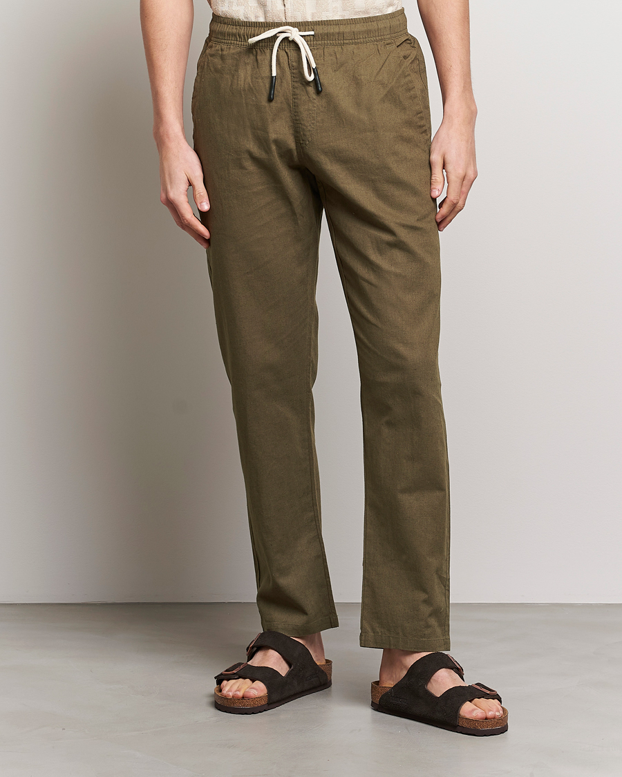 Hombres | Pantalones de lino | OAS | Linen Long Pants Army