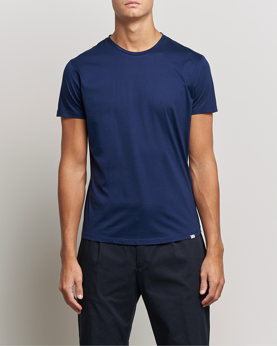 Hombres | Camisetas | Orlebar Brown | OB Crew Neck Mercerised Cotton Tee Navy