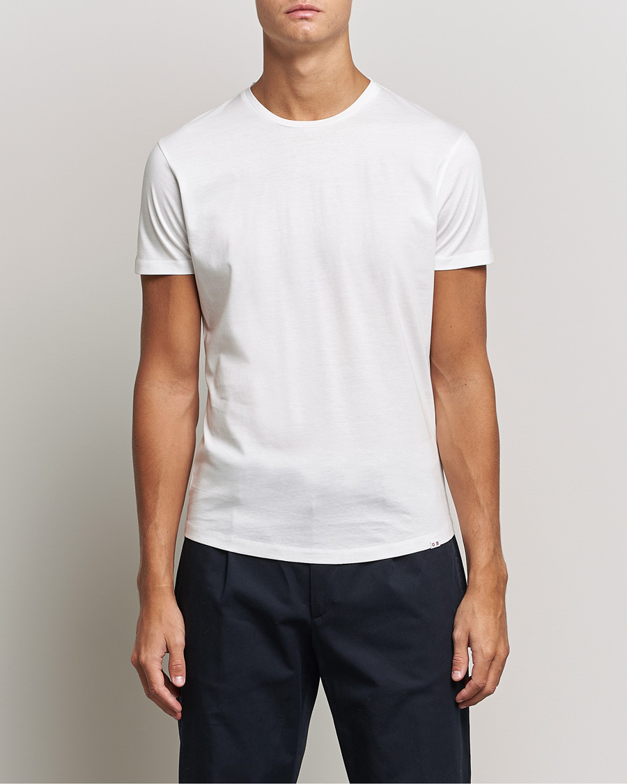 Hombres | Camisetas blancas | Orlebar Brown | OB Crew Neck Mercerised Cotton Tee White