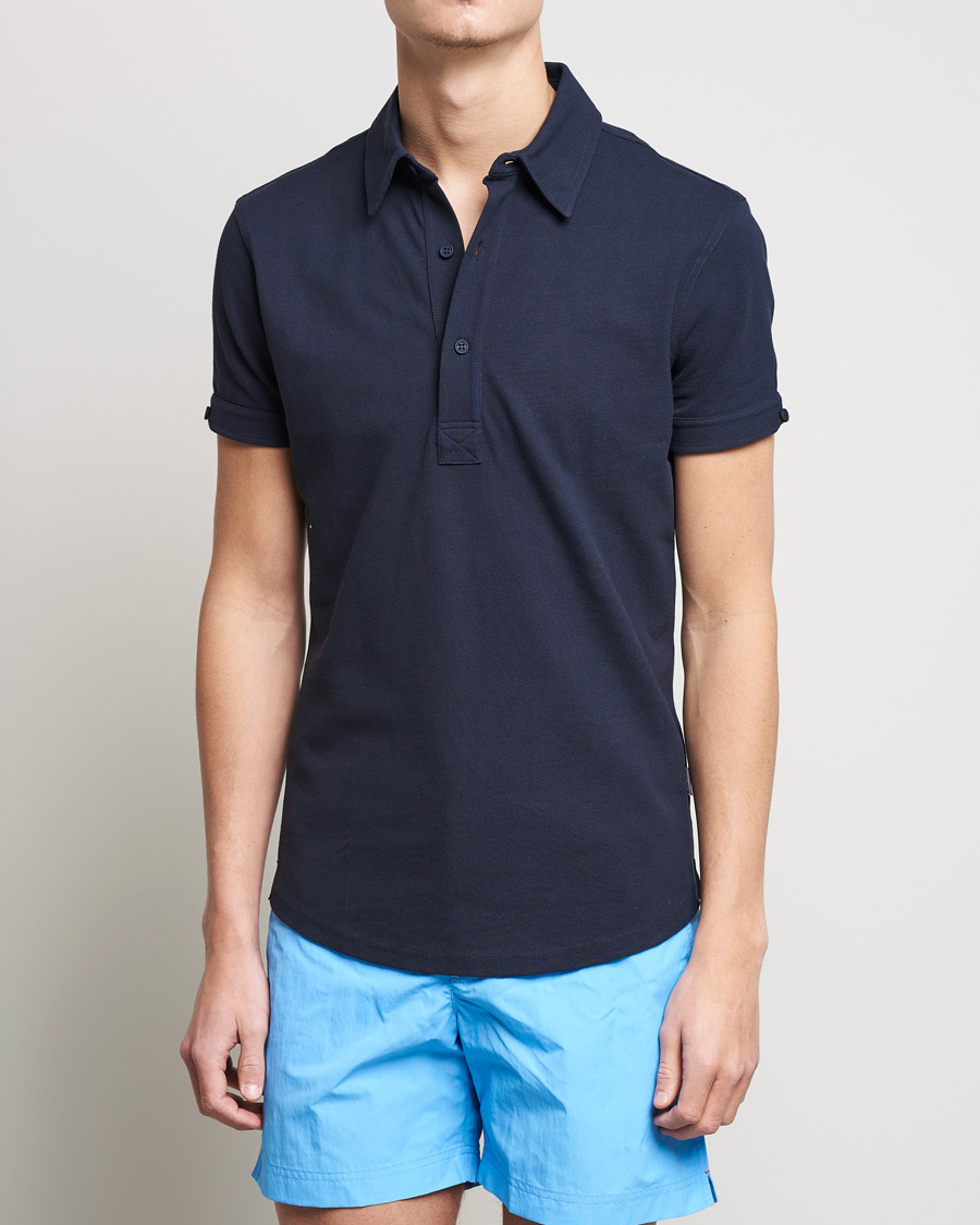 Hombres | Camisas polo de manga corta | Orlebar Brown | Sebastian Tailored Cotton Polo Navy