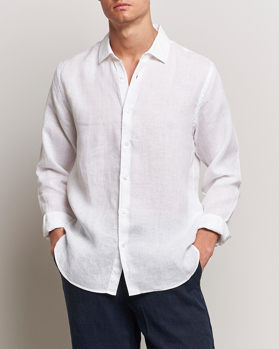 Hombres | Camisas de lino | Orlebar Brown | Giles Linen CLS Shirt White