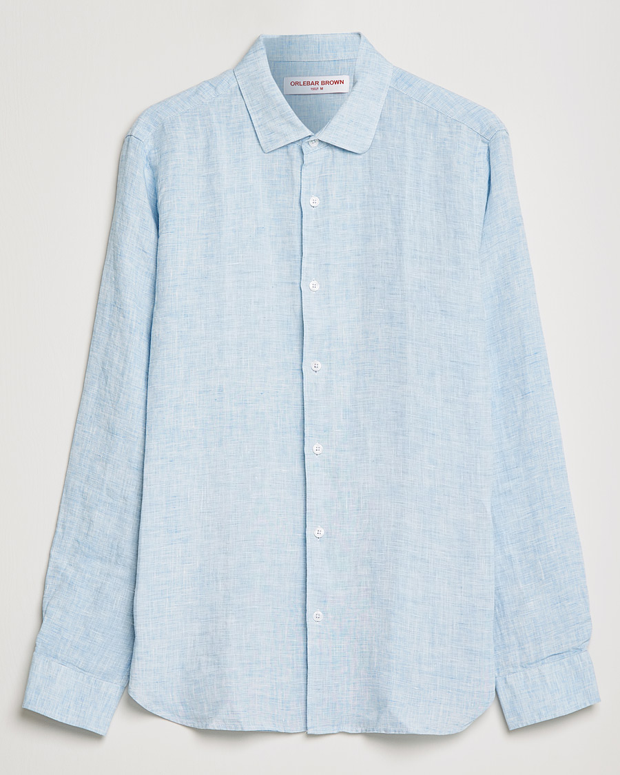 Hombres | Camisas | Orlebar Brown | Giles Linen CLS Shirt Pale Blue/White