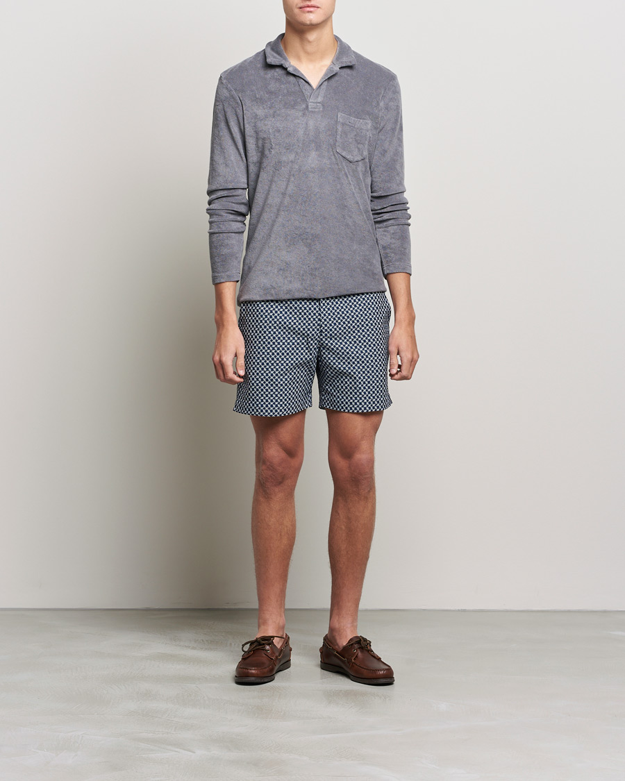 Hombres | Jerséis y prendas de punto | Orlebar Brown | Terry Long Sleeve Polo Granite