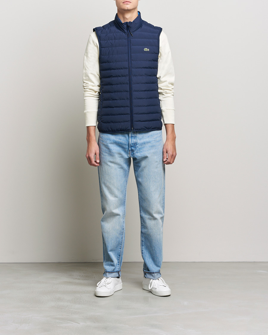 Hombres | Chalecos | Lacoste | Lightweight Water-Resistant Quilted Zip Vest Navy Blue