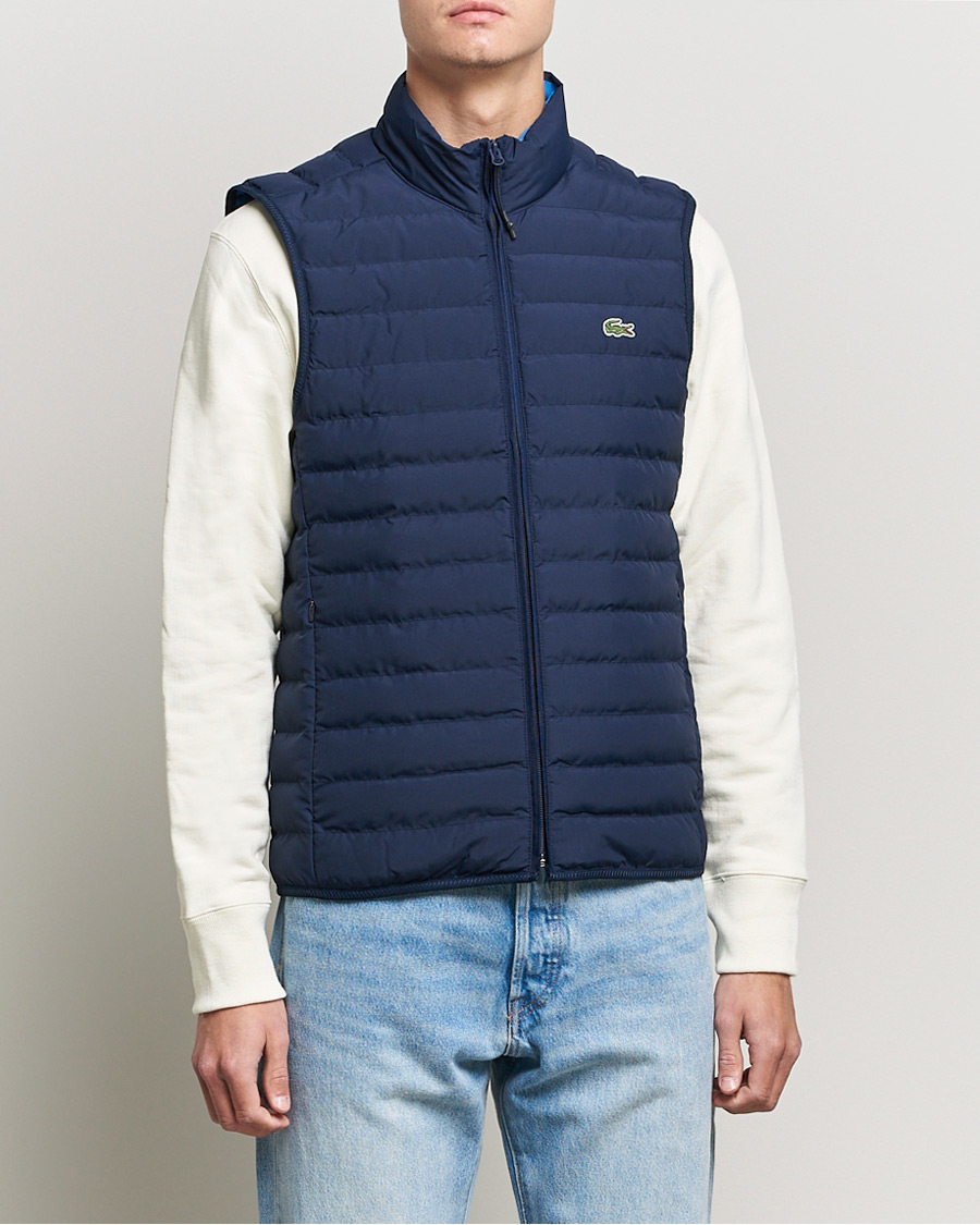 Hombres | Chalecos | Lacoste | Lightweight Water-Resistant Quilted Zip Vest Navy Blue