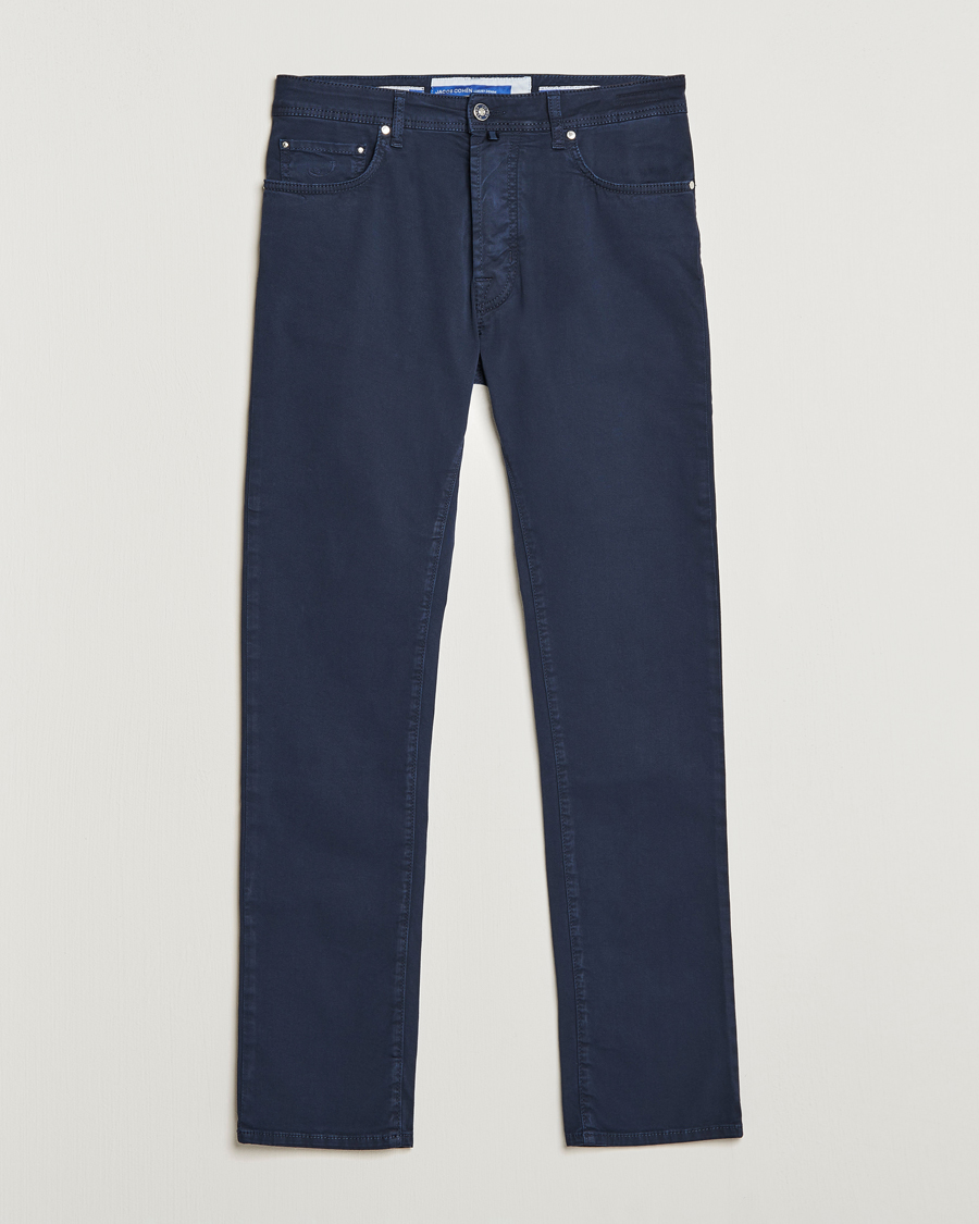 Hombres | Pantalones | Jacob Cohën | Bard Garment Dyed Gabardine Trousers Navy