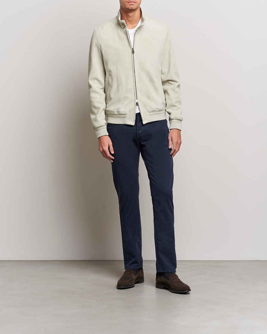 Hombres | Pantalones | Jacob Cohën | Bard Garment Dyed Gabardine Trousers Navy
