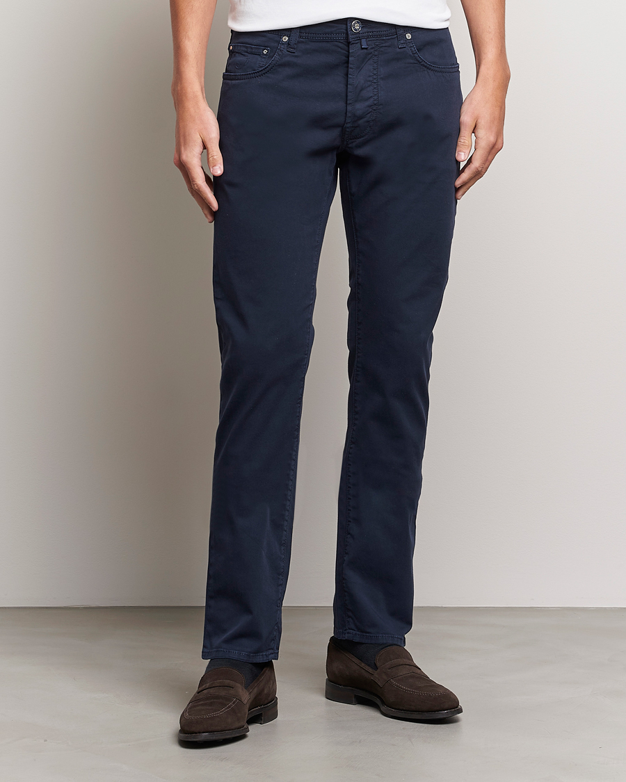 Hombres | Pantalones casuales | Jacob Cohën | Bard Garment Dyed Gabardine Trousers Navy