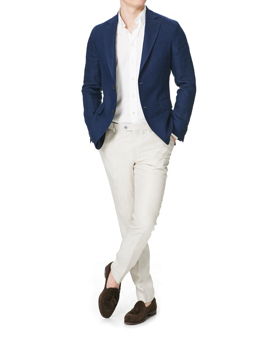 Hombres | Pantalones | Oscar Jacobson | Denz Linen Trousers Off White