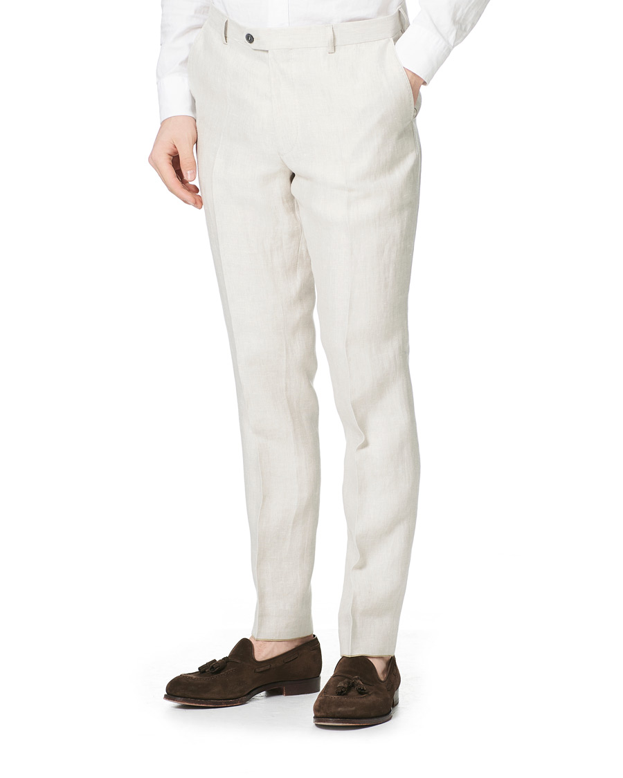 Hombres | Pantalones | Oscar Jacobson | Denz Linen Trousers Off White