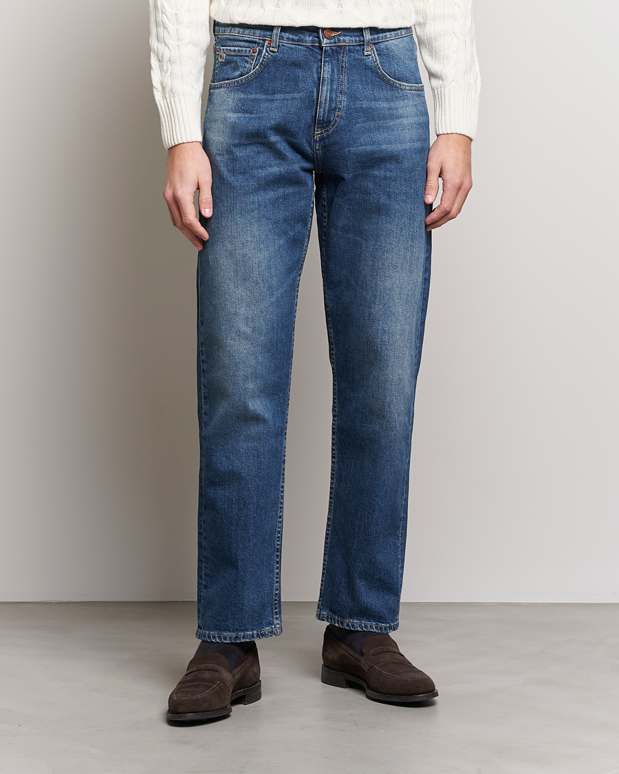 Hombres | Vaqueros | Oscar Jacobson | Johan Straight Fit Cotton Stretch Jeans Vintage Wash