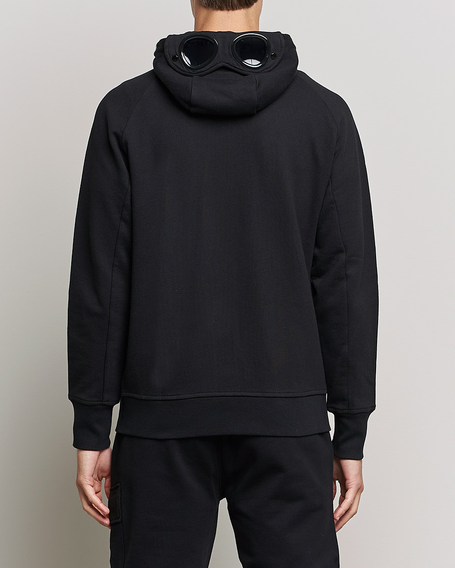Hombres | Jerséis y prendas de punto | C.P. Company | Diagonal Raised Fleece Full Zip Goggle Hoodie Black
