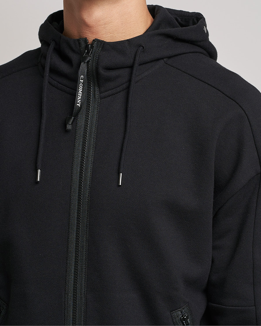 Hombres | Jerséis y prendas de punto | C.P. Company | Diagonal Raised Fleece Full Zip Goggle Hoodie Black