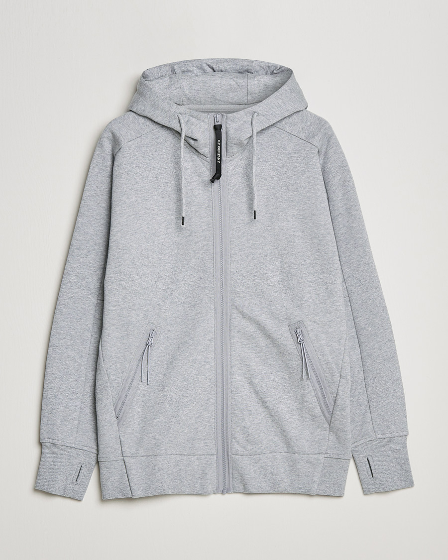 Hombres | Jerséis y prendas de punto | C.P. Company | Diagonal Raised Fleece Full Zip Goggle Hoodie Grey