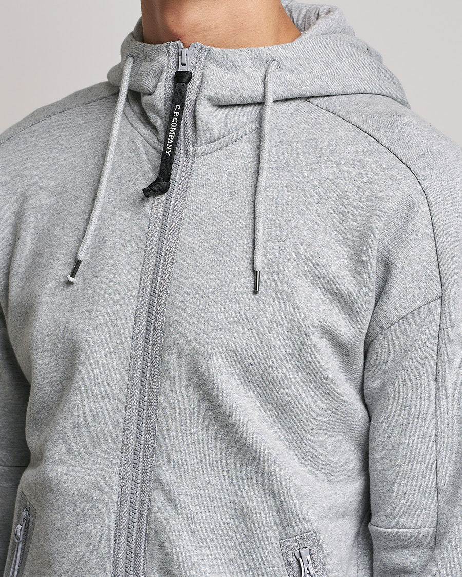 Hombres | Jerséis y prendas de punto | C.P. Company | Diagonal Raised Fleece Full Zip Goggle Hoodie Grey