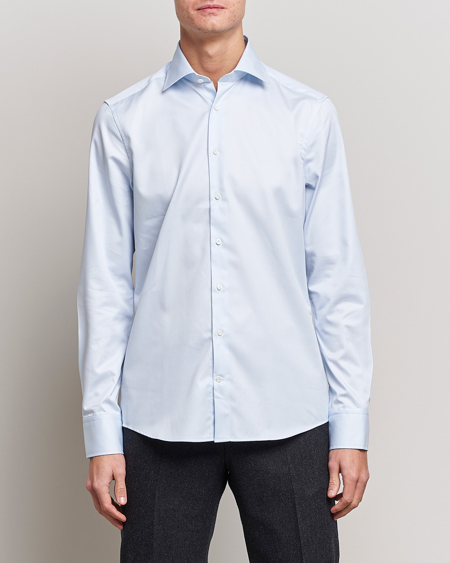 Hombres | Camisas | Stenströms | Slimline Thin Stripe Shirt White/Blue