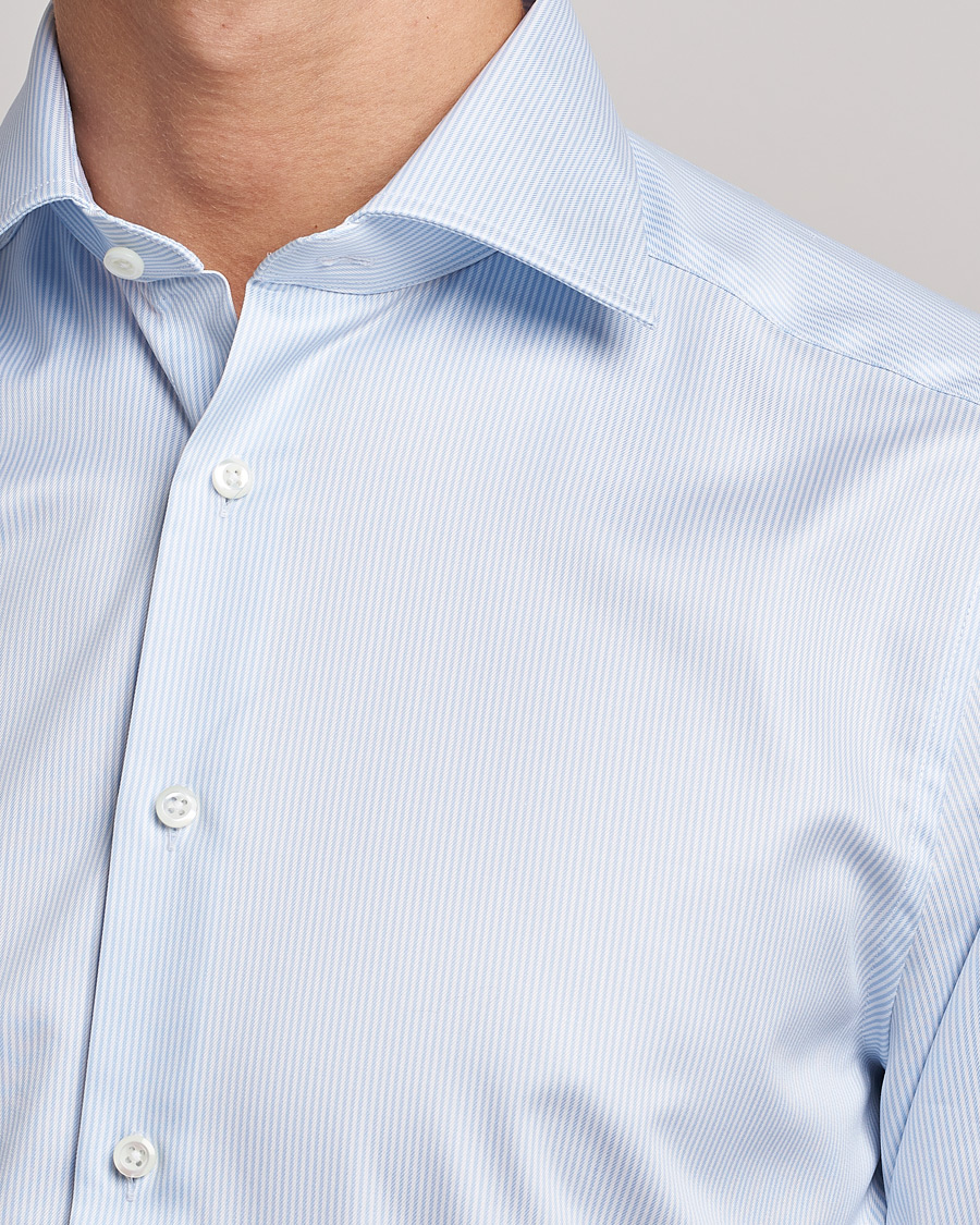 Hombres | Camisas | Stenströms | Slimline Thin Stripe Shirt White/Blue