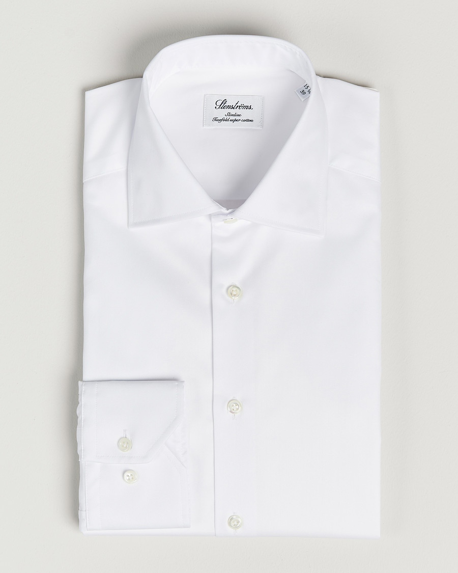 Hombres | Camisas | Stenströms | Slimline Cut Away Shirt White
