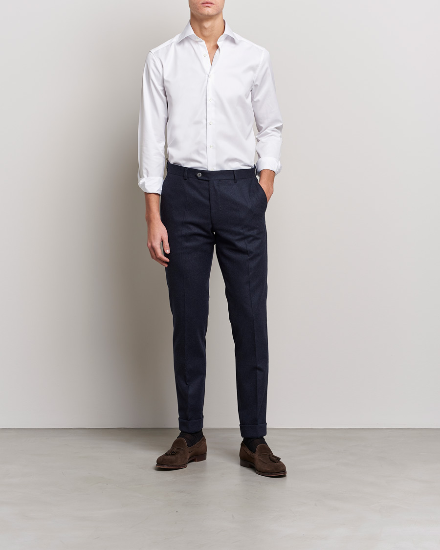 Hombres | Camisas de vestir | Stenströms | Slimline Cut Away Shirt White
