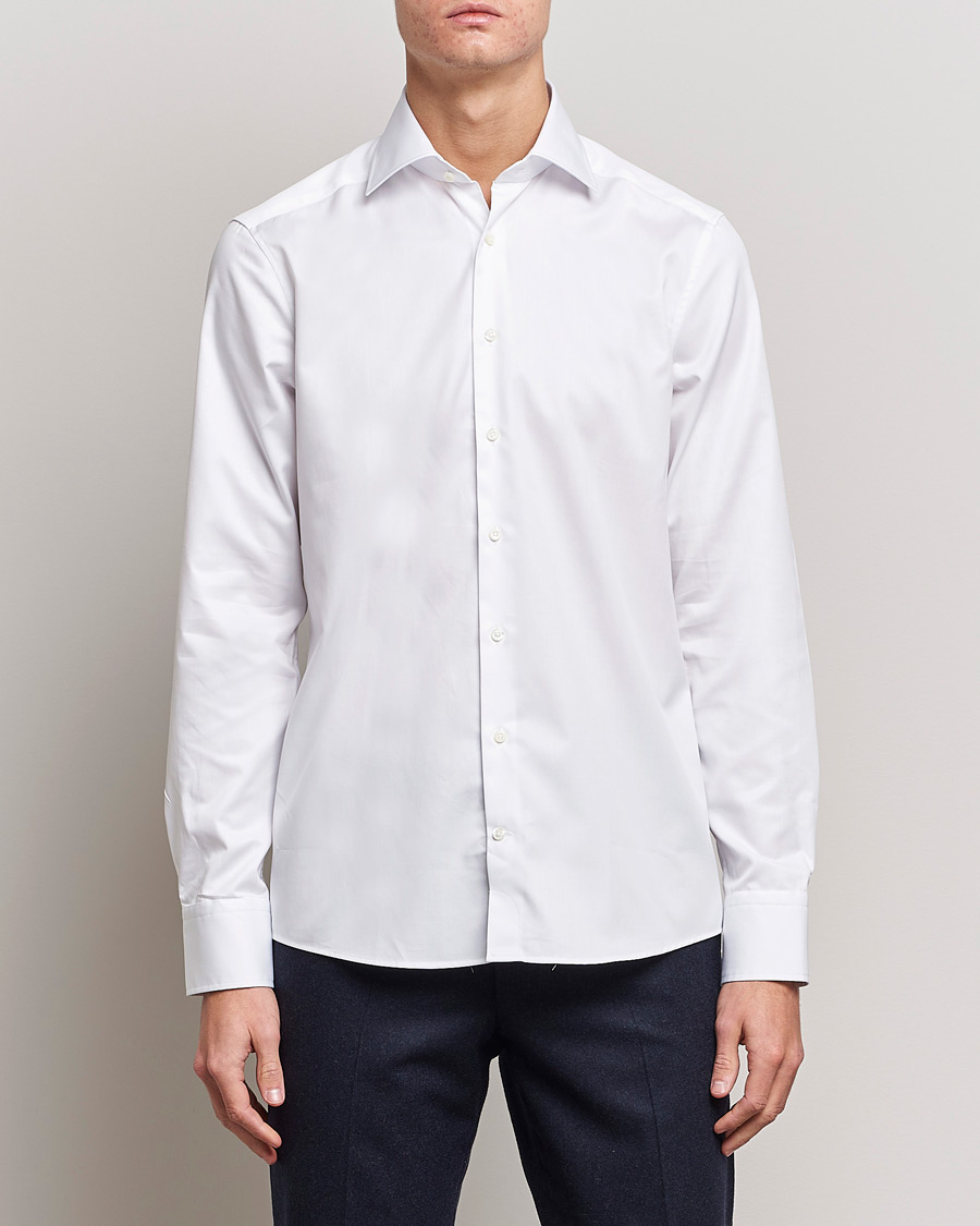 Hombres | Camisas | Stenströms | Slimline Cut Away Shirt White