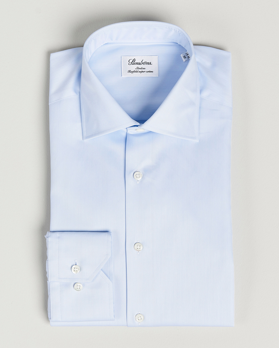 Hombres | Camisas | Stenströms | Slimline Cut Away Shirt Light Blue