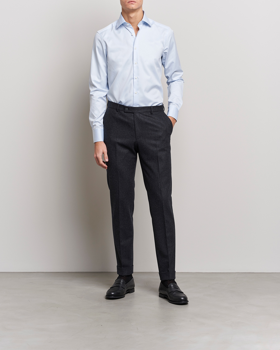 Hombres | Camisas | Stenströms | Slimline Cut Away Shirt Light Blue