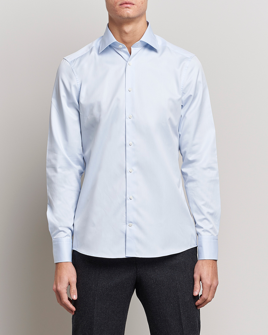 Hombres | Camisas | Stenströms | Slimline Cut Away Shirt Light Blue