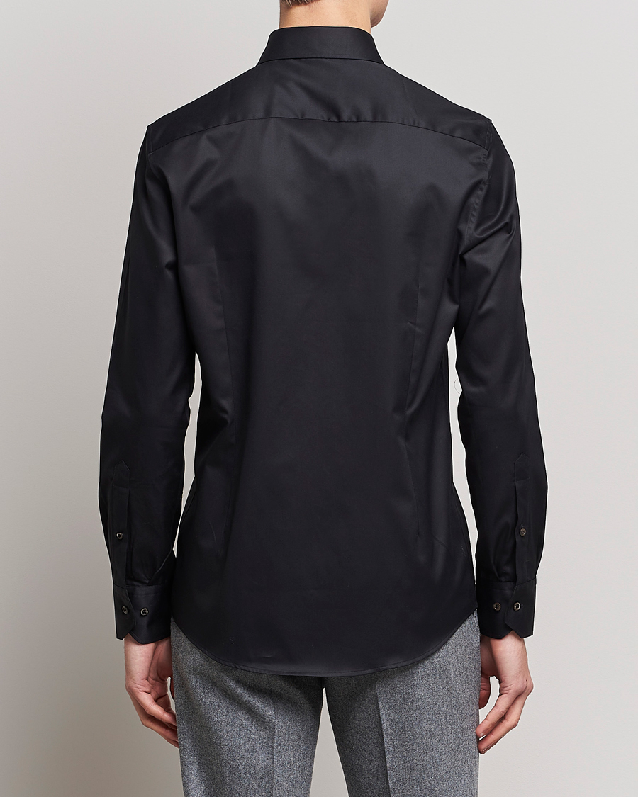 Hombres | Camisas | Stenströms | Slimline Cut Away Shirt Black