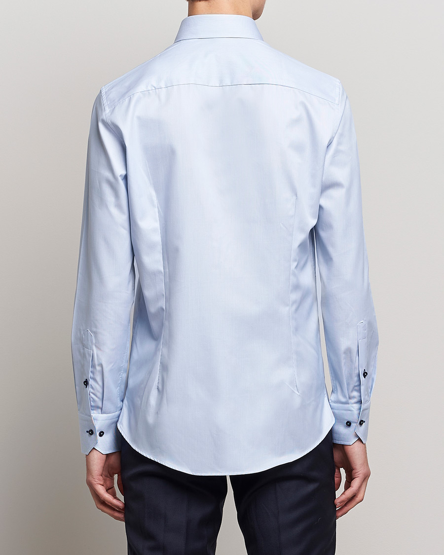 Hombres | Camisas | Stenströms | Slimline Striped Contrast Shirt Light Blue