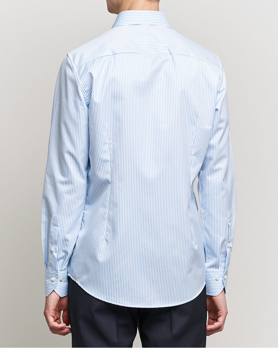Hombres | Camisas | Stenströms | Slimline Stripe Cut Away Shirt Light Blue
