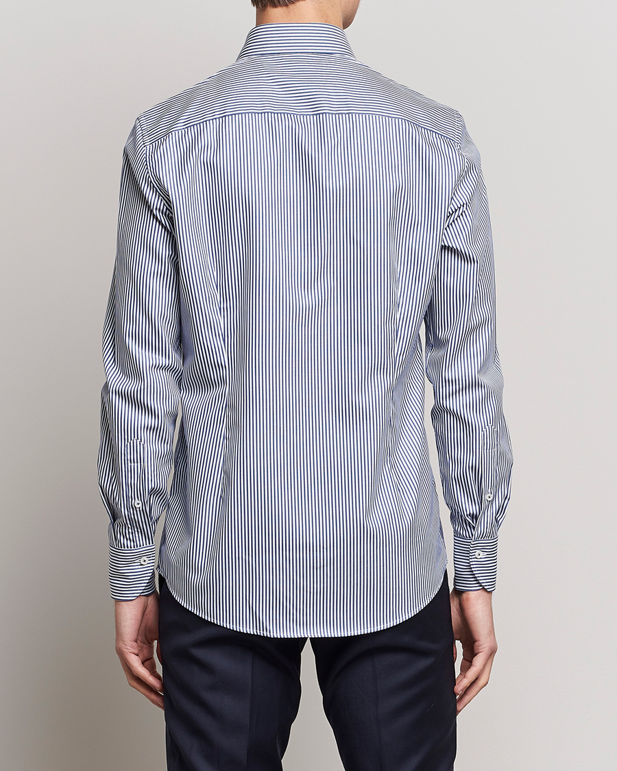 Hombres | Camisas | Stenströms | Slimline Stripe Cut Away Shirt Navy