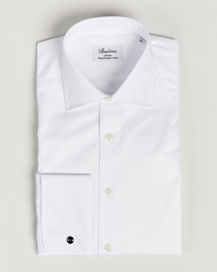 Hombres | Camisas | Stenströms | Slimline Double Cuff White