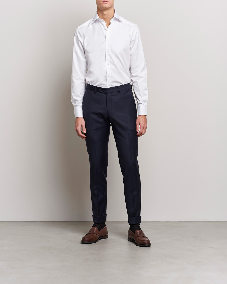 Hombres | Camisas | Stenströms | Slimline Double Cuff White