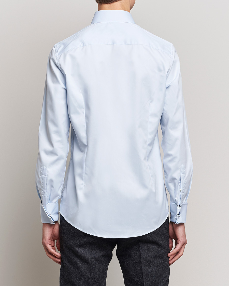 Hombres | Camisas | Stenströms | Slimline Double Cuff Light Blue