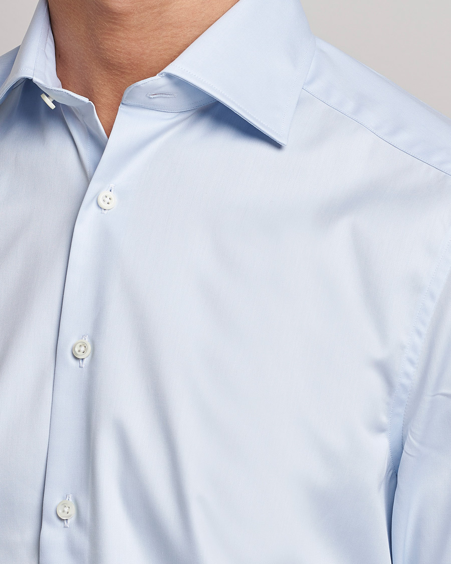 Hombres | Camisas | Stenströms | Slimline Double Cuff Light Blue