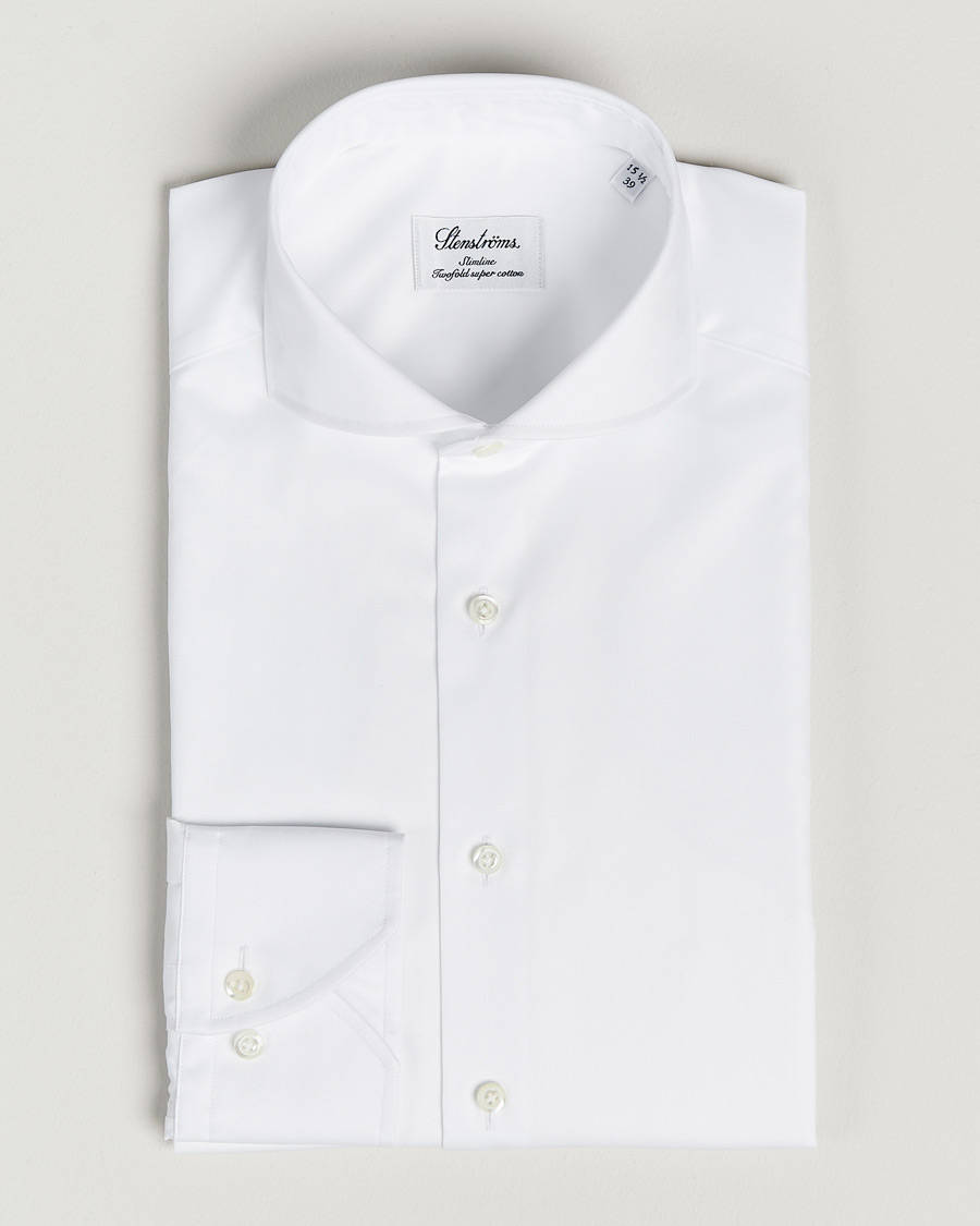 Hombres | Camisas | Stenströms | Slimline Extreme Cut Away Shirt White