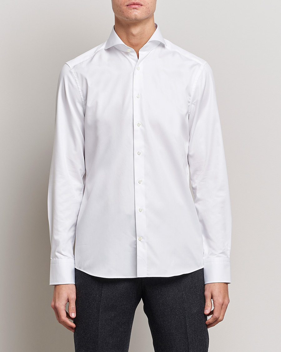 Hombres | Camisas | Stenströms | Slimline Extreme Cut Away Shirt White