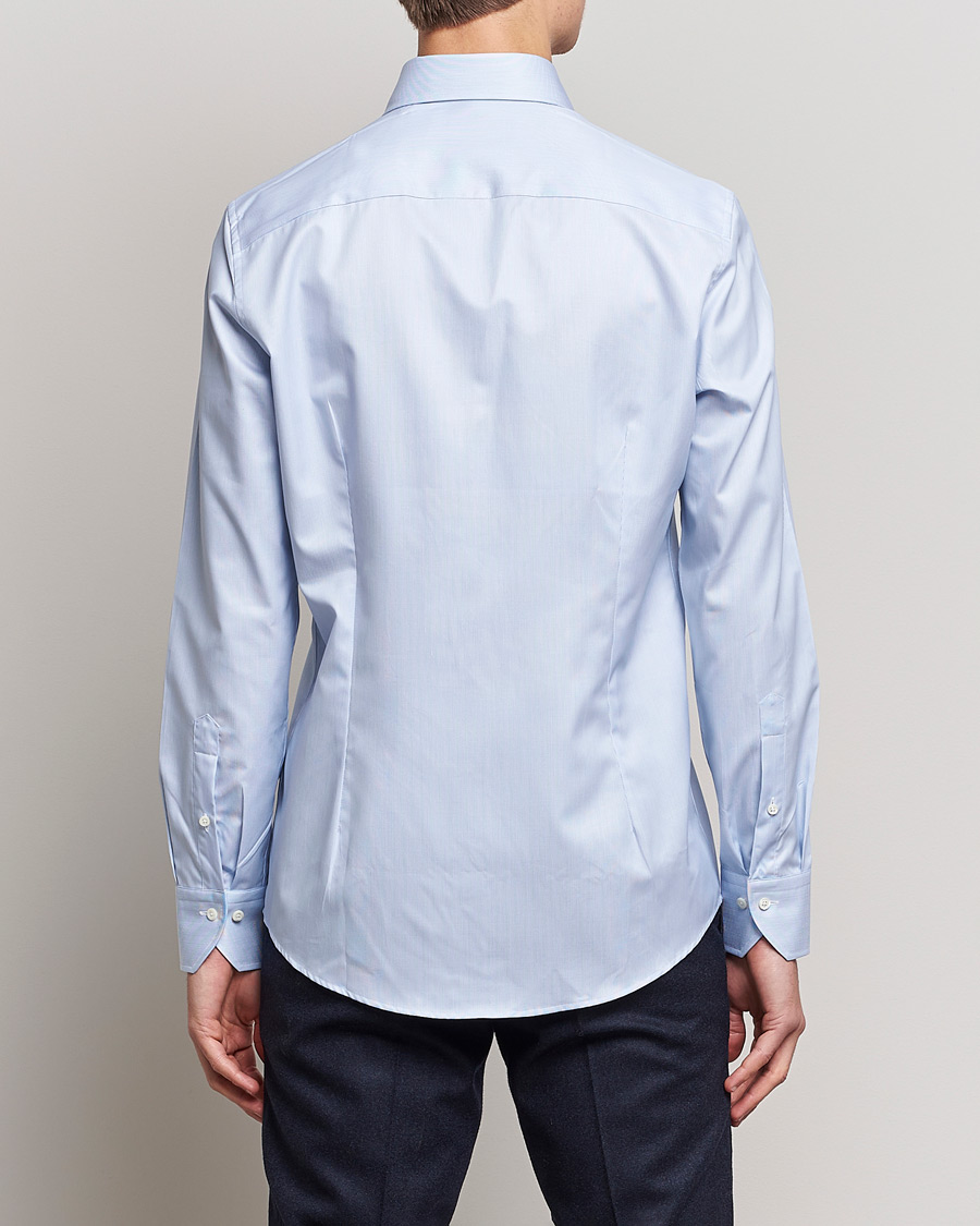 Hombres | Camisas | Stenströms | Slimline Micro Stripe Cut Away Shirt Blue