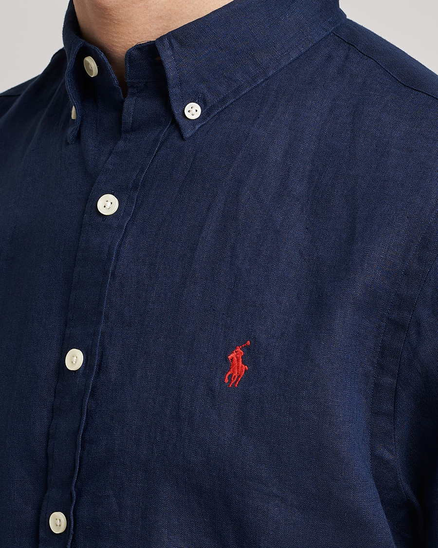 Hombres | Camisas | Polo Ralph Lauren | Slim Fit Linen Short Sleeve Shirt Newport Navy