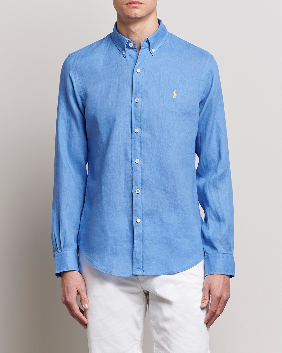 Hombres | Camisas | Polo Ralph Lauren | Slim Fit Linen Button Down Shirt Harbor Island Blue