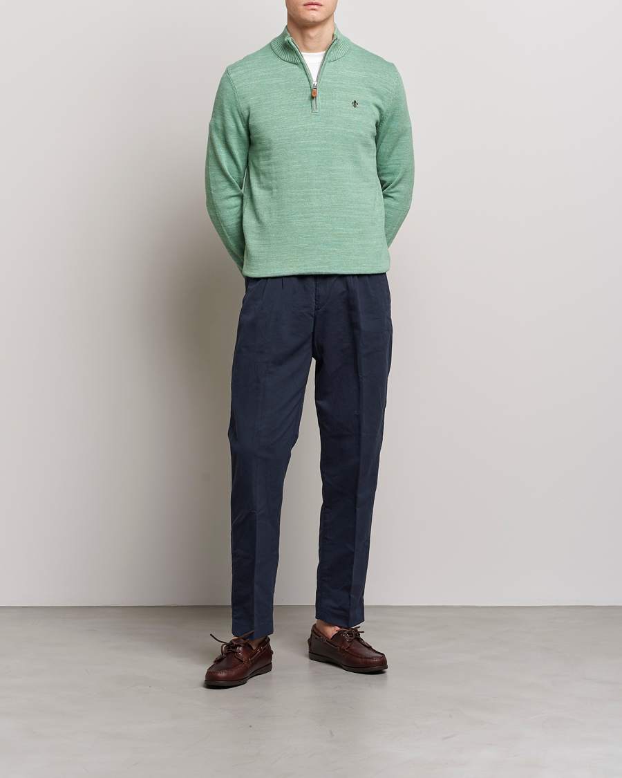 Hombres | Jerséis y prendas de punto | Morris | Randall Cotton Half Zip Green