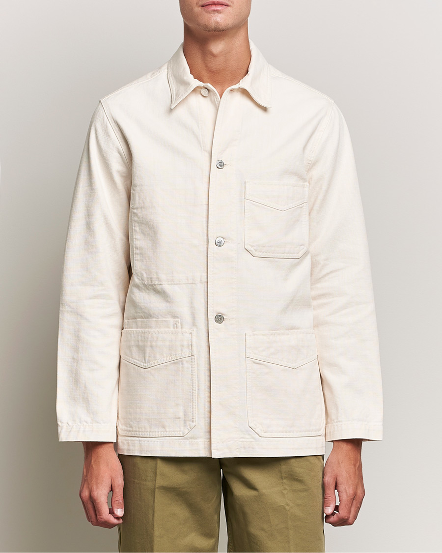 Hombres | Abrigos y chaquetas | Drake's | Kuroki Cotton Canvas Chore Jacket Ecru
