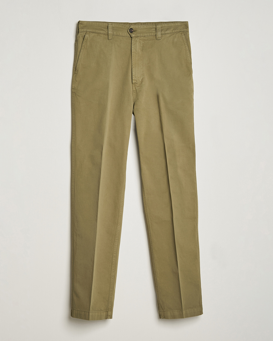 Hombres | Pantalones | Drake's | Flat Front Cotton Chino Olive
