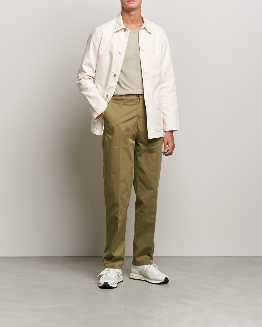 Hombres | Pantalones | Drake's | Flat Front Cotton Chino Olive