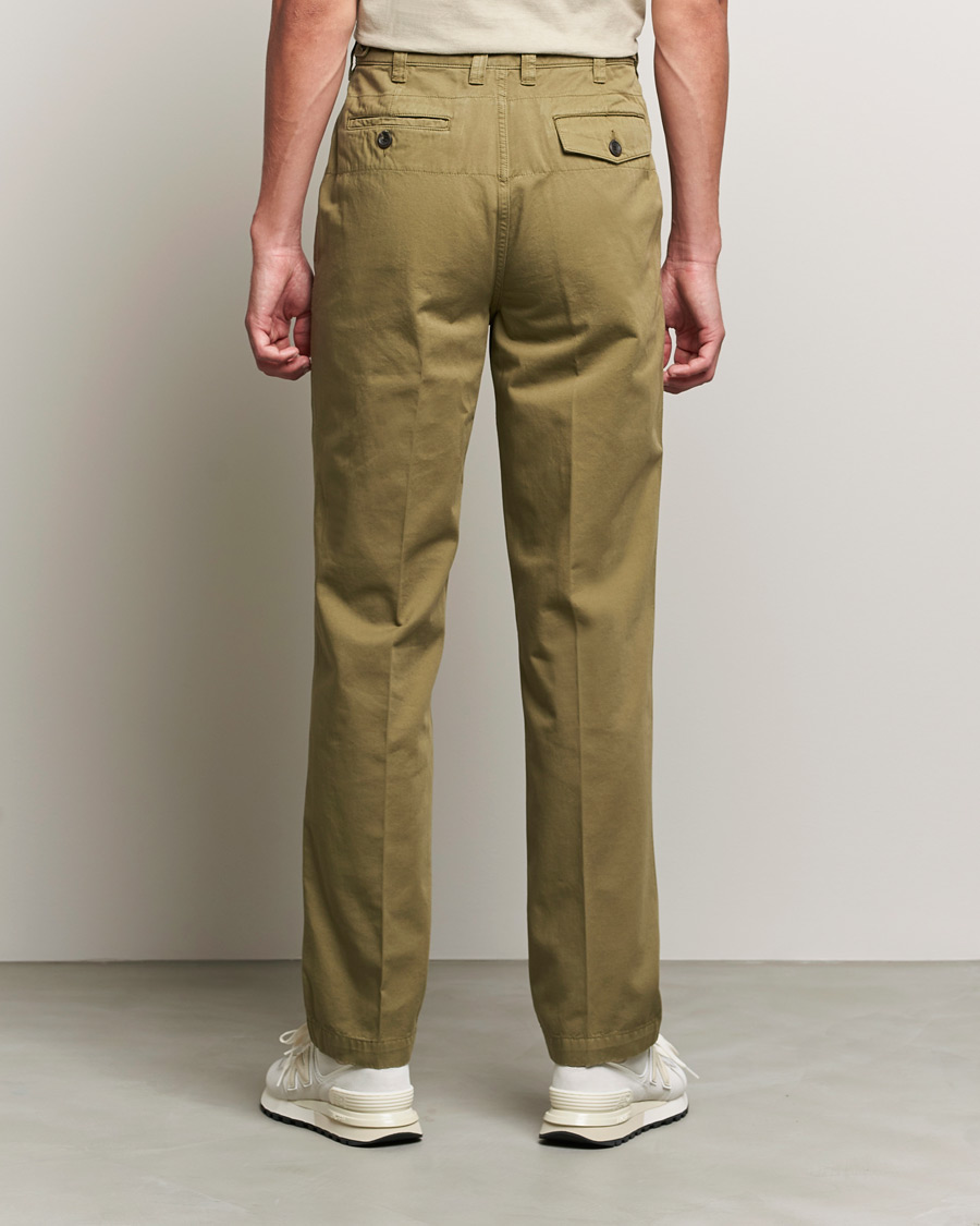 Hombres | Pantalones | Drake's | Flat Front Cotton Chino Olive