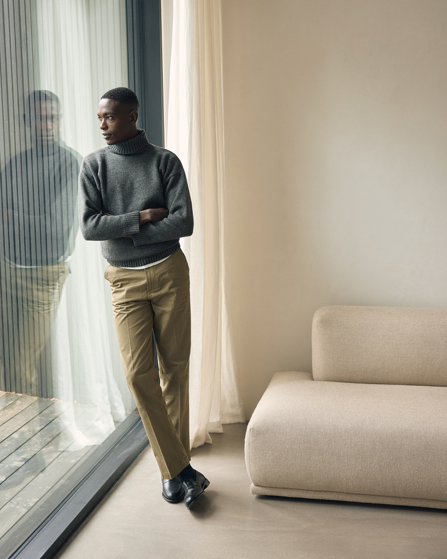 Hombres | Pantalones | Drake's | Flat Front Cotton Chino Olive