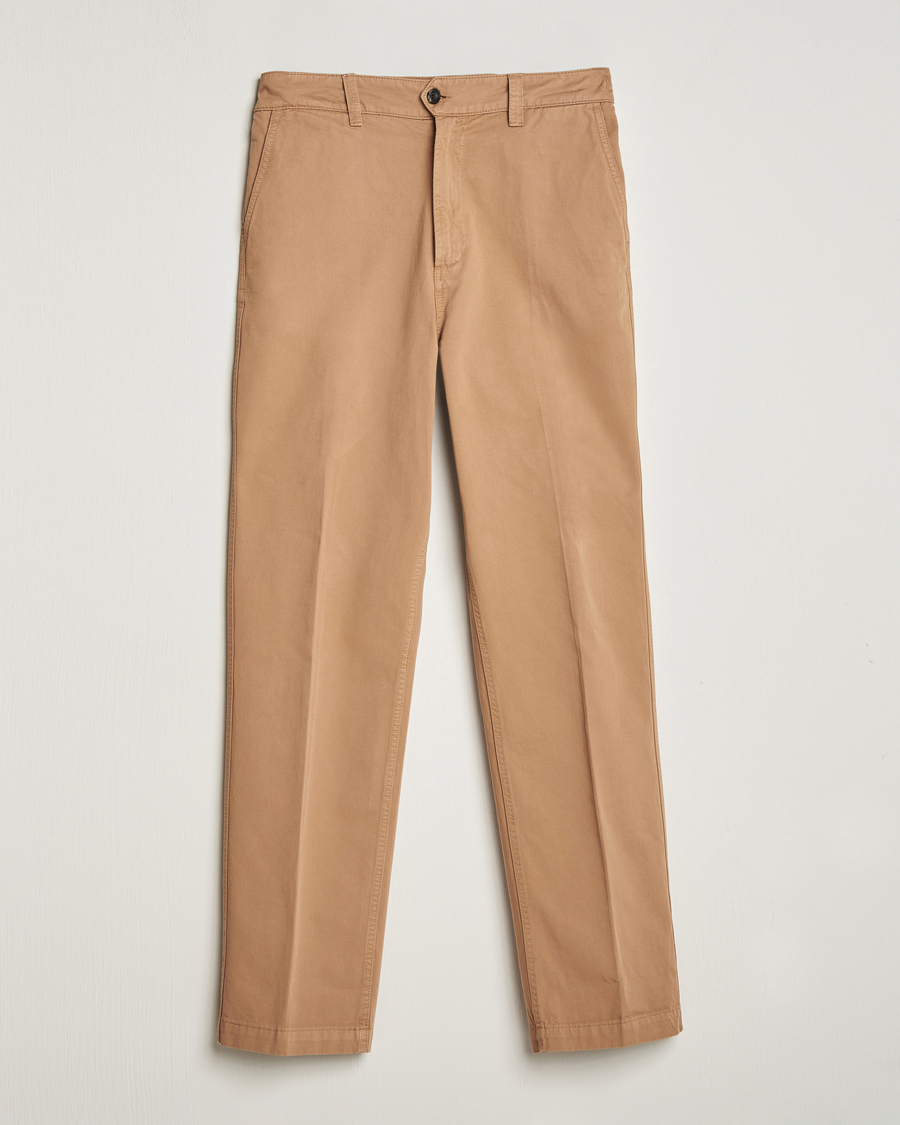 Hombres | Pantalones | Drake's | Flat Front Cotton Chino Brown