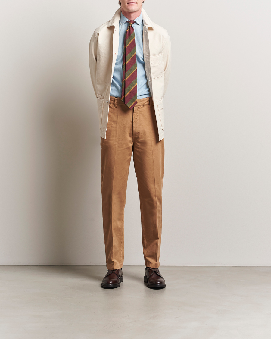 Hombres | Pantalones | Drake's | Flat Front Cotton Chino Brown